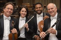 Musical ensemble and bow tie with notes