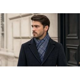 Fular bărbătesc bleumarin cu model