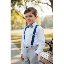 Béžové chlapecké šle s koženým středem a zapínáním na klipy