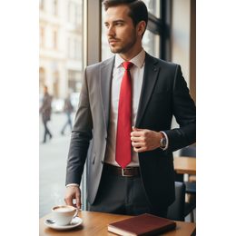 Červená kravata s bordó prúžkami