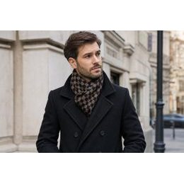 Pánsky šál hnedá čierna kocka