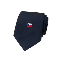 Тъмносиня вратовръзка с бродерия на чешкото знаме