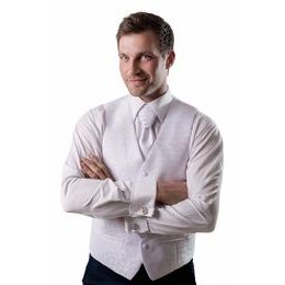 Hochzeitsweste mit Krawatte Weiß glänzend Muster