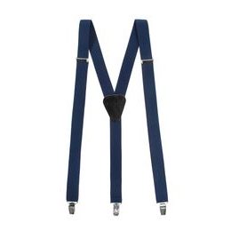 Dunkelblaue Hosenträger auf Clips mit Ledermitte