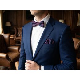 Károvaný fialový motýlik z bavlny