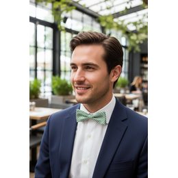 Pánsky motýlik PREMIUM zeleno biela kocka bavlnený