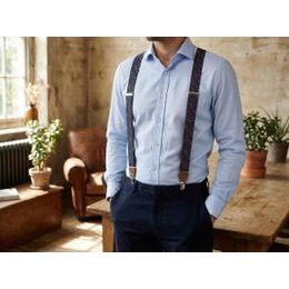 Комплект златни мъжки тиранти с папийонка и кърпичка