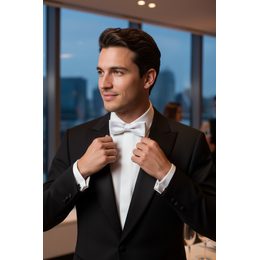 Bílý motýlek Ceremoni s lesklými ornamenty