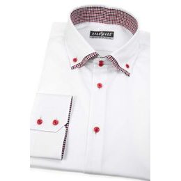 Cămașă albă Slim Fit cu mâneci lungi, nasturi roșii