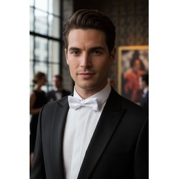 Papion alb cu sclipici pentru bărbați