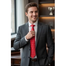 Červená kravata s bordó prúžkami