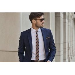 Modro-hnědá pruhovaná úzká kravata
