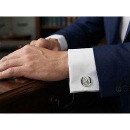 Ezüst mandzsettagombok fekete strasszokkal