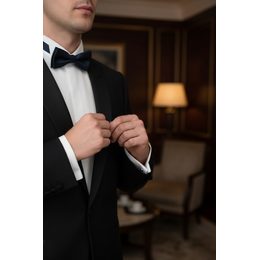 Синя тъмна матова папийонка