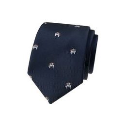 Blaue Krawatte mit Bulldoggen-Muster