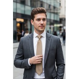 Кремова мъжка вратовръзка с шарка