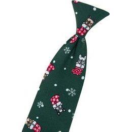 Cravata verde 44 cm cu motiv de Craciun