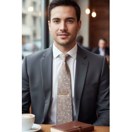 Czarny krawat w czerwono-szary wzór