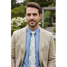 Бяла памучна вратовръзка - евкалипт