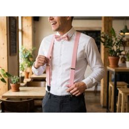 Комплект златни мъжки тиранти с папийонка и кърпичка