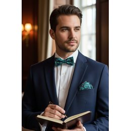 Pánský motýlek PREMIUM bavlněný Modrá s kníry