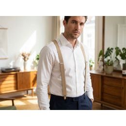 Antracitszürke nadrágtartó pöttyökkel, fekete bőrrel