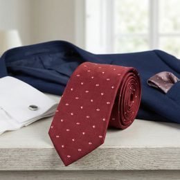 Czerwony krawat męski z małymi kwadratami