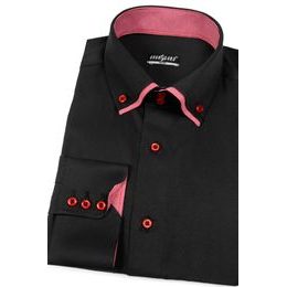 Fekete slim-fit hosszú ujjú ing piros betéttel