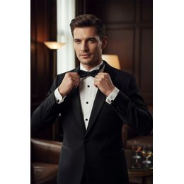 Кафява папионка с кърпичка бежови орнаменти