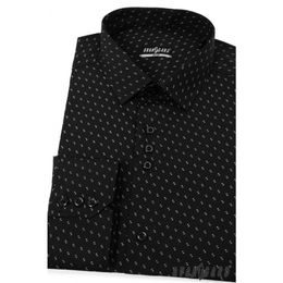 Cămașă Slim Fit, neagră cu model alb