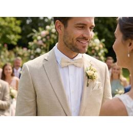 Hladký smotanový pánsky motýlik