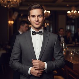 Papion barbatesc alb cu margini negre