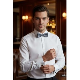 Šedý bavlněný motýlek s puntíkem