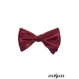 Selbstbindefliege mit Einstecktuch Glanz bordeaux