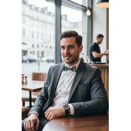 Pánský motýlek PREMIUM bavlněný Modrá s kníry