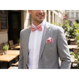 Rosa Herren Fliege mit Einstecktuch