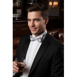 Fénylő ezüstszínű férfi csokornyakkendő