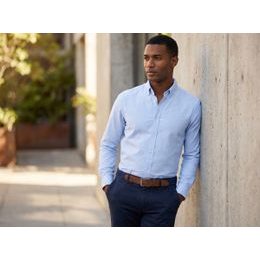 Pružný pánsky opasok modrý s hnedou kožou