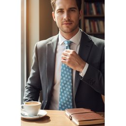 Hellblaue Krawatte mit Blumenmuster