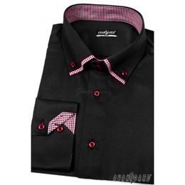 Fekete slim-fit hosszú ujjú ing