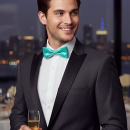 Pánský motýlek PREMIUM bavlněný Modrá s kníry