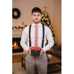 Бяла памучна вратовръзка - евкалипт