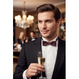 Pánský motýlek PREMIUM bavlněný Modrá s kníry