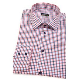 Cămașă bărbați Slim Fit carouri roșu albastru