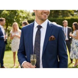 Sötétkék nyakkendő barna paisley tónusokkal