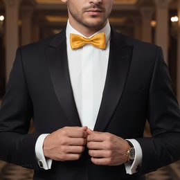 Biely motýlik s vreckovkou a lesklými prúžkami