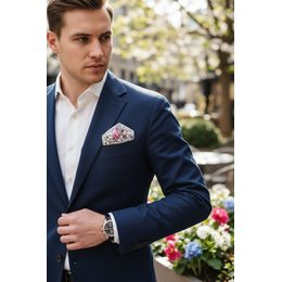 Férfi kék pamut díszzsebkendő, fehér pöttyökkel