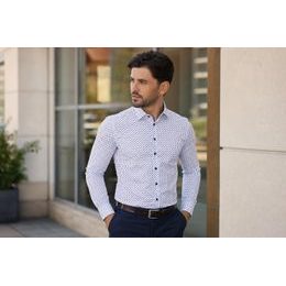 Bílá pánská košile SLIM s elegantní krytou légou