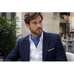 Kék Ascot nyakkendő paisley mintával