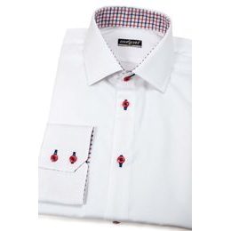 Бяла Slim Fit риза с червени копчета